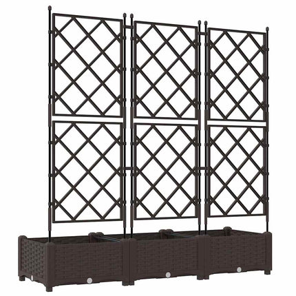 Trädgårdsplanterare 3 pcs Brun 120 x 40 x 125,5 cm Plast