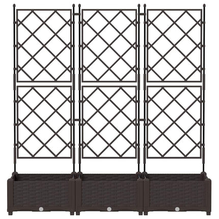 Trädgårdsplanterare 3 pcs Brun 120 x 40 x 125,5 cm Plast