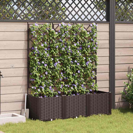 Trädgårdsplanterare 3 pcs Brun 120 x 40 x 143 cm Plast