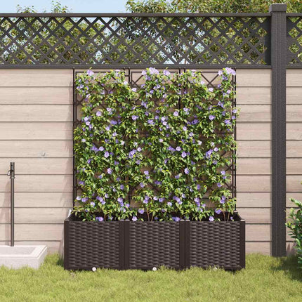 Trädgårdsplanterare 3 pcs Brun 120 x 40 x 143 cm Plast