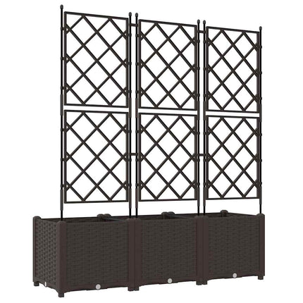 Trädgårdsplanterare 3 pcs Brun 120 x 40 x 143 cm Plast
