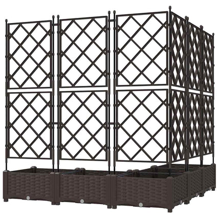 Trädgårdsplanterare 5 pcs Brun 120 x 120 x 125,5 cm Plast