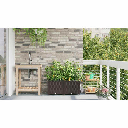 Trädgårdsplanterare 2 pcs Brun 80 x 40 x 37,5 cm Plast