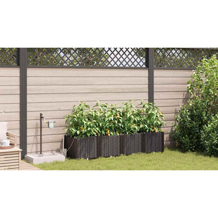 Trädgårdsplanterare 4 pcs Brun 160 x 40 x 37,5 cm Plast