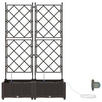 Trädgårdsplanterare 2 pcs Brun 80 x 40 x 126 cm Plast