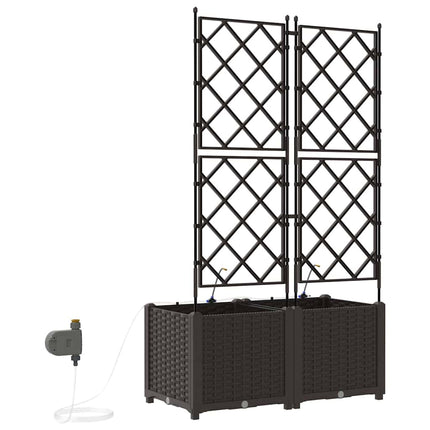 Trädgårdsplanterare 2 st Brun 80 x 40 x 142 cm PP