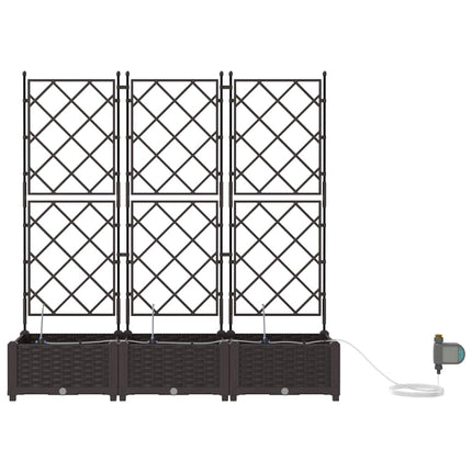 Trädgårdsplanterare 3 pcs Brun 120 x 40 x 126 cm Plast