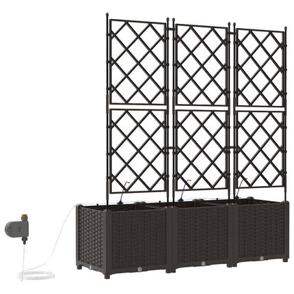 Trädgårdsplanterare 3 pcs Brun 120 x 40 x 142 cm Plast