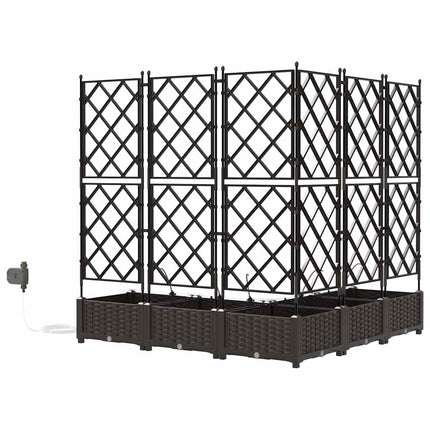 Trädgårdsplanterare 5 pcs Brun 120 x 120 x 126 cm Plast