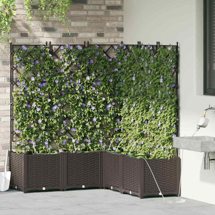 Trädgårdsplanterare 5 pcs Brun 120 x 120 x 142 cm Plast