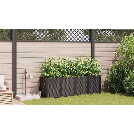 Trädgårdsplanterare 4 pcs Brun 160 x 40 x 52 cm Plast