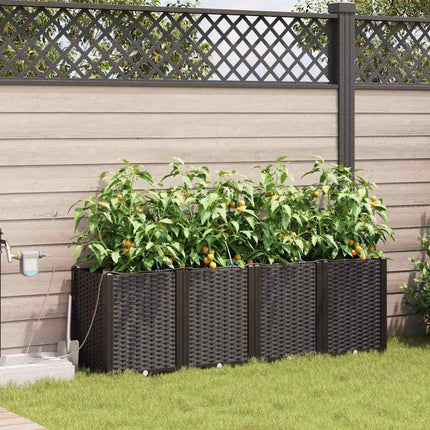 Trädgårdsplanterare 4 pcs Brun 160 x 40 x 52 cm Plast