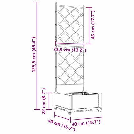 Trädgårdsplanterare Svart 40 x 40 x 125,5 cm Plast