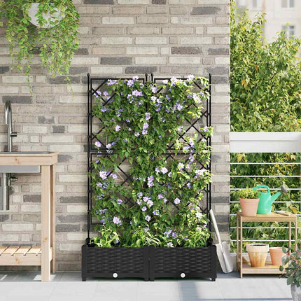 Trädgårdsplanterare 2 pcs Svart 80 x 40 x 125,5 cm Plast