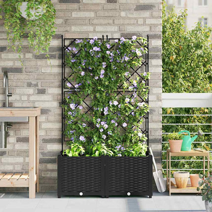Trädgårdsplanterare 2 pcs Svart 80 x 40 x 143 cm Plast