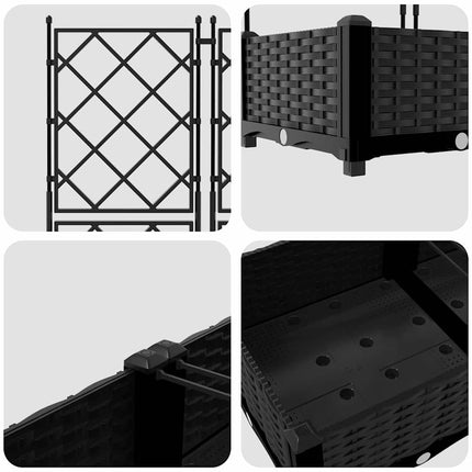 Trädgårdsplanterare 5 pcs Svart 120 x 120 x 125,5 cm Plast