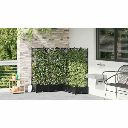 Trädgårdsplanterare 5 pcs Svart 120 x 120 x 125,5 cm Plast