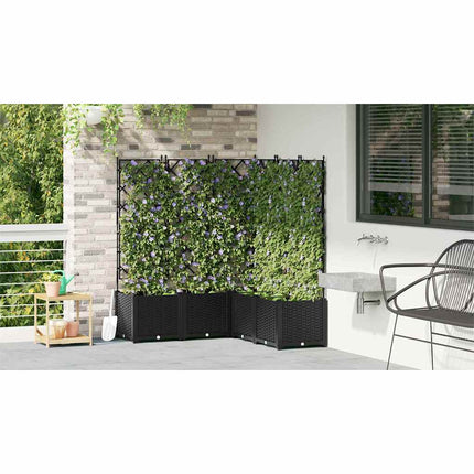 Trädgårdsplanterare 5 pcs Svart 120 x 120 x 143 cm Plast