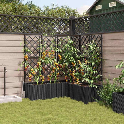 Trädgårdsplanterare 5 pcs Svart 120 x 120 x 143 cm Plast