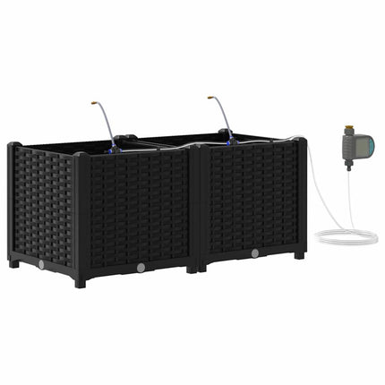 Trädgårdsplanterare 2 pcs Svart 80 x 40 x 37,5 cm Plast