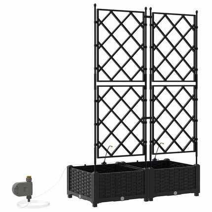 Trädgårdsplanterare 2 pcs Svart 80 x 40 x 126 cm Plast