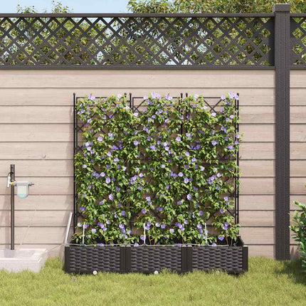 Trädgårdsplanterare 3 pcs Svart 120 x 40 x 126 cm Plast