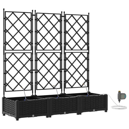 Trädgårdsplanterare 3 pcs Svart 120 x 40 x 126 cm Plast