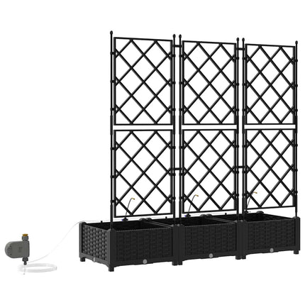 Trädgårdsplanterare 3 pcs Svart 120 x 40 x 126 cm Plast