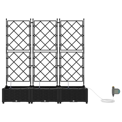 Trädgårdsplanterare 3 pcs Svart 120 x 40 x 126 cm Plast