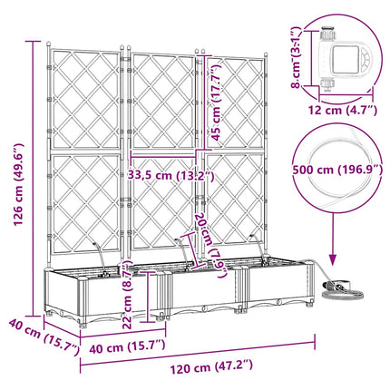 Trädgårdsplanterare 3 pcs Svart 120 x 40 x 126 cm Plast