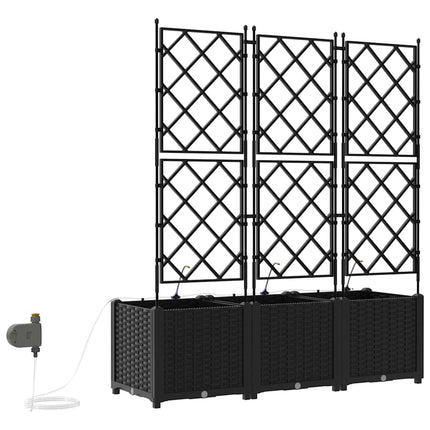 Trädgårdsplanterare 3 st Svart 120 x 40 x 142 cm PP