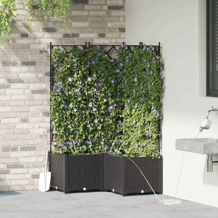 Trädgårdsplanterare 3 pcs Svart 80 x 80 x 142 cm Plast