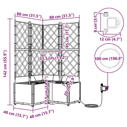 Trädgårdsplanterare 3 pcs Svart 80 x 80 x 142 cm Plast