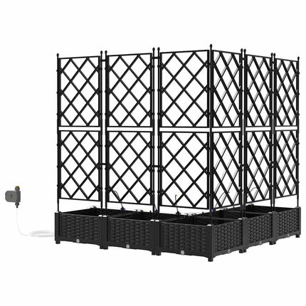 Trädgårdsplanterare 5 pcs Svart 120 x 120 x 126 cm Plast