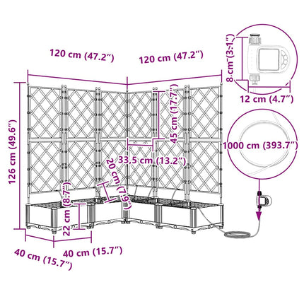 Trädgårdsplanterare 5 pcs Svart 120 x 120 x 126 cm Plast