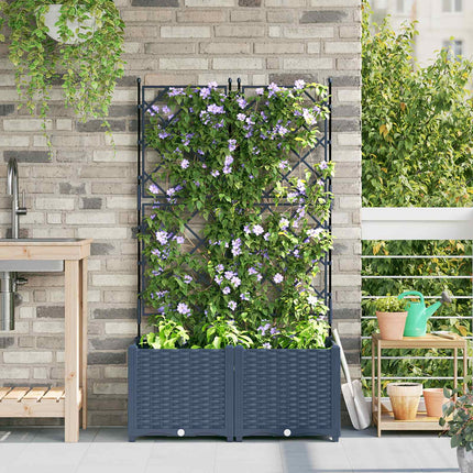 Trädgårdsplanterare 2 pcs Grå 80 x 40 x 143 cm Plast