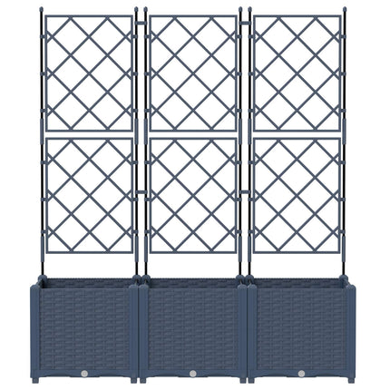 Trädgårdsplanterare 3 pcs Grå 120 x 40 x 143 cm Plast