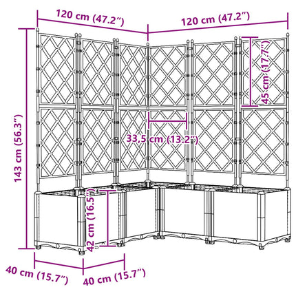 Trädgårdsplanterare 5 pcs Grå 120 x 120 x 143 cm Plast