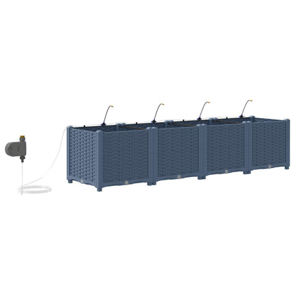 Trädgårdsplanterare 4 pcs Grå 160 x 40 x 37,5 cm Plast