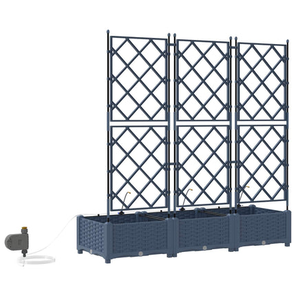 Trädgårdsplanterare 3 st Grå 120 x 40 x 126 cm PP