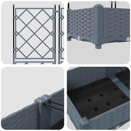 Trädgårdsplanterare 2 pcs Ljusgrå 80 x 40 x 125,5 cm Plast