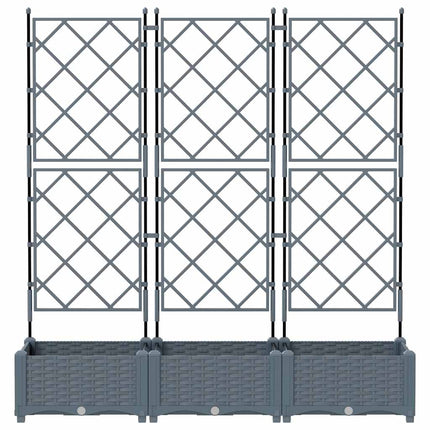 Trädgårdsplanterare 3 st Ljusgrå 120 x 40 x 125,5 cm PP