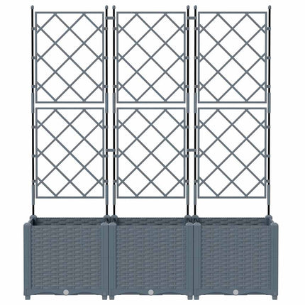 Trädgårdsplanterare 3 st Ljusgrå 120 x 40 x 143 cm PP