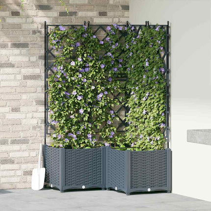 Trädgårdsplanterare 3 pcs Ljusgrå 80 x 80 x 143 cm Plast