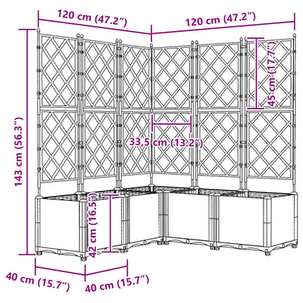 Trädgårdsplanterare 5 pcs Ljusgrå 120 x 120 x 143 cm Plast
