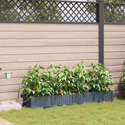 Trädgårdsplanterare 4 pcs Ljusgrå 160 x 40 x 22 cm Plast