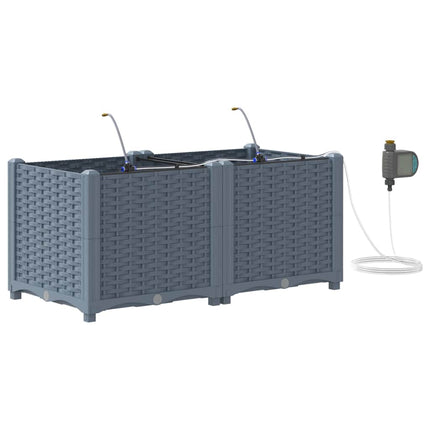 Trädgårdsplanterare 2 pcs Ljusgrå 80 x 40 x 37,5 cm Plast