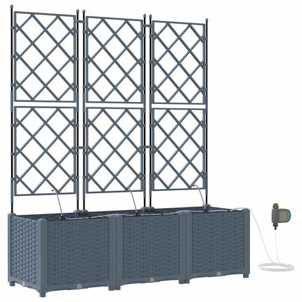 Trädgårdsplanterare 3 pcs Ljusgrå 120 x 40 x 142 cm Plast