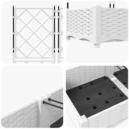 Trädgårdsplanterare 3 pcs Vit 120 x 40 x 125,5 cm Plast
