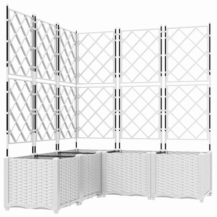 Trädgårdsplanterare 5 pcs Vit 120 x 120 x 143 cm Plast